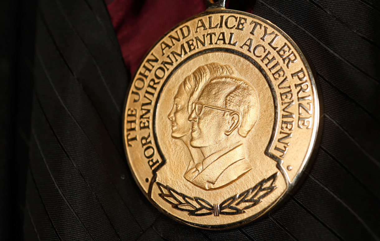 A photo of the Tyler Prize medal.